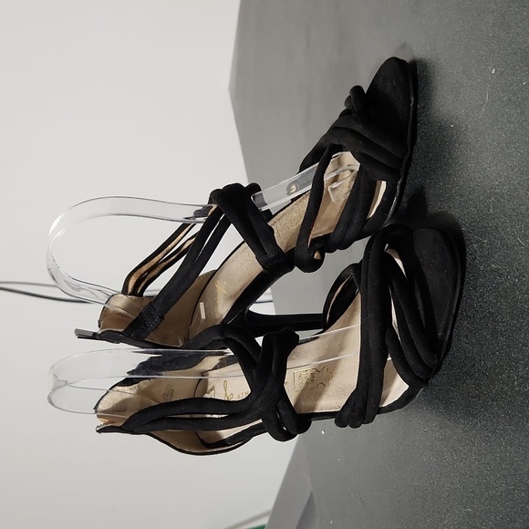 Black Leather Heeled Sandals by Atmosphere size 8 - Picture 1 of 8
